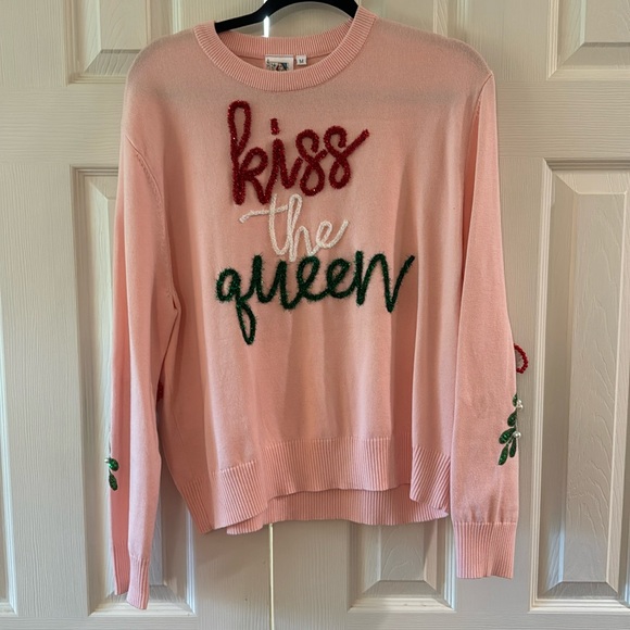 Queen of Sparkles Kiss the Queen Christmas sweater. Size medium. NWT - Picture 5 of 7